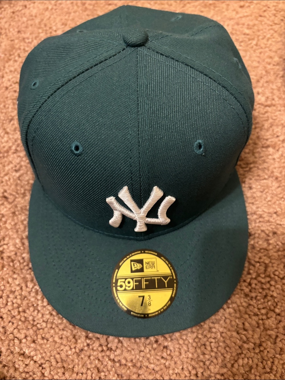 New Era Teal/White New York Yankees Fitted Cap Size 7 3/8